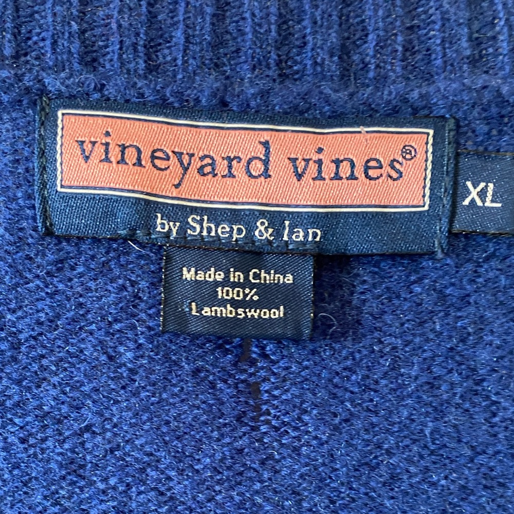 Vineyard Vines Shepherd & Ian 100% Lambswool Blue and Green Argyle Knit Vest - Picture 2 of 8